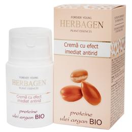 Crema cu Efect Imediat Antirid cu Proteine si Ulei de Argan Bio Herbagen, 50g pentru ingrijirea fetei