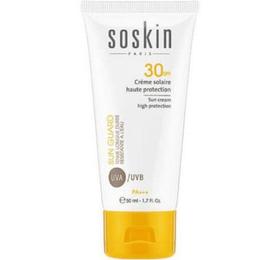 Crema emolienta solara Soskin Sun Cream high protection SPF 30+ 50ml pentru ingrijirea fetei
