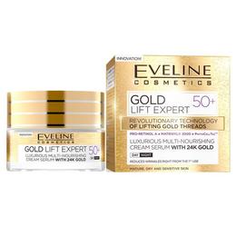 Crema luxurianta de intinerire Eveline Cosmetics Gold Lift Expert cu aur de 24K 50+ 50ml pentru ingrijirea fetei