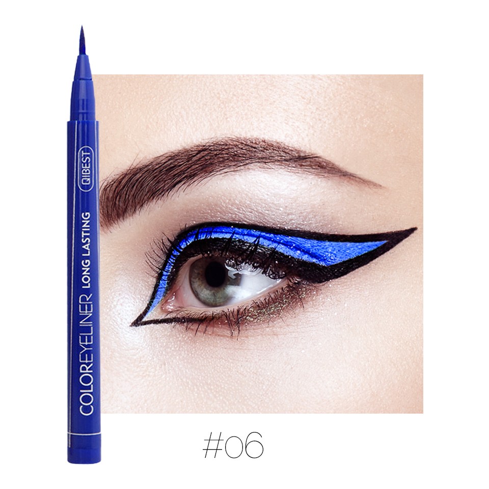 Eyeliner colorat Qibest Waterproof, Albastru #06 cu comanda online