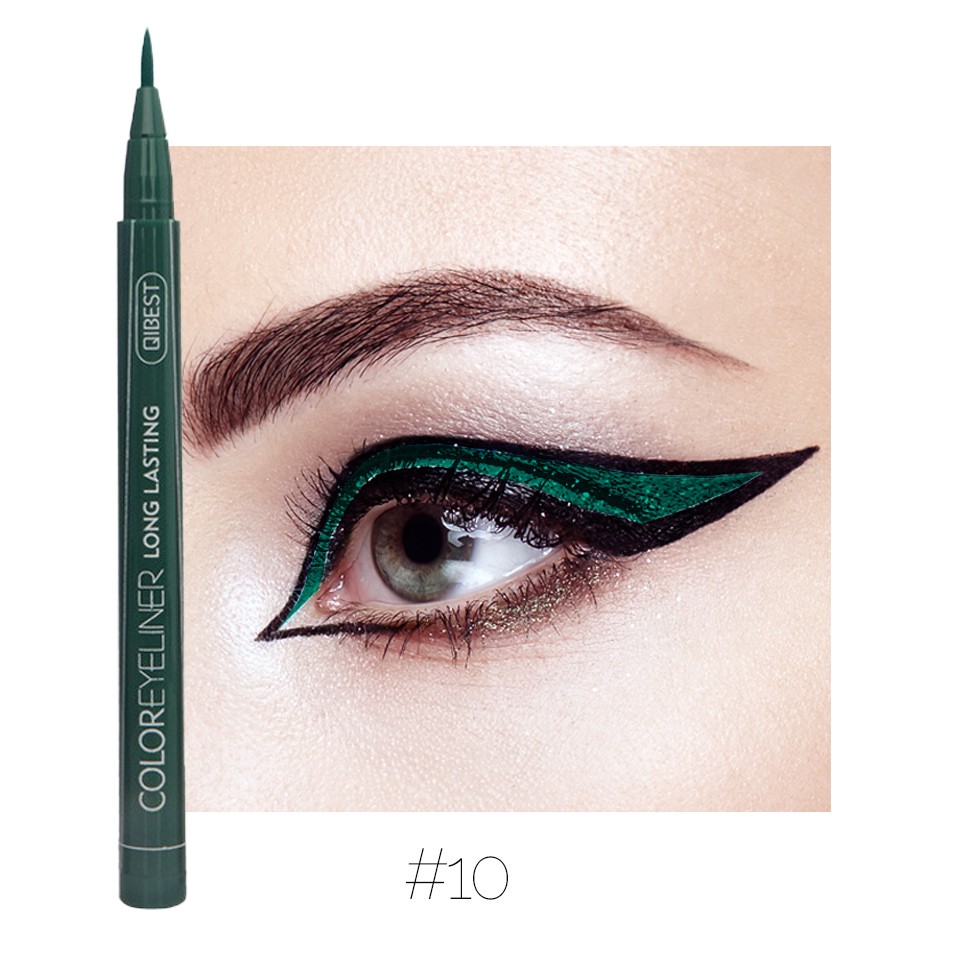 Eyeliner colorat Qibest Waterproof, Smarald #10 cu comanda online