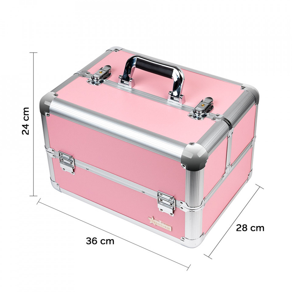 Geanta Produse Cosmetice din Aluminiu Fraulein38, Pastel Pink cu comanda online