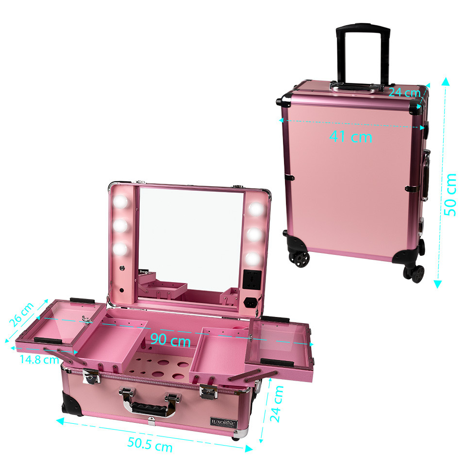 Statie Makeup Portabila Profesionala cu Lumini, Pink Delight – LUXORISE cu comanda online